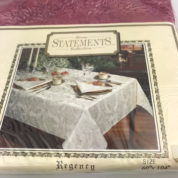 NEW Home Statements Collection Regency Tablecloth 60x104 Oblong Rose Jaquard - Picture 2 of 5